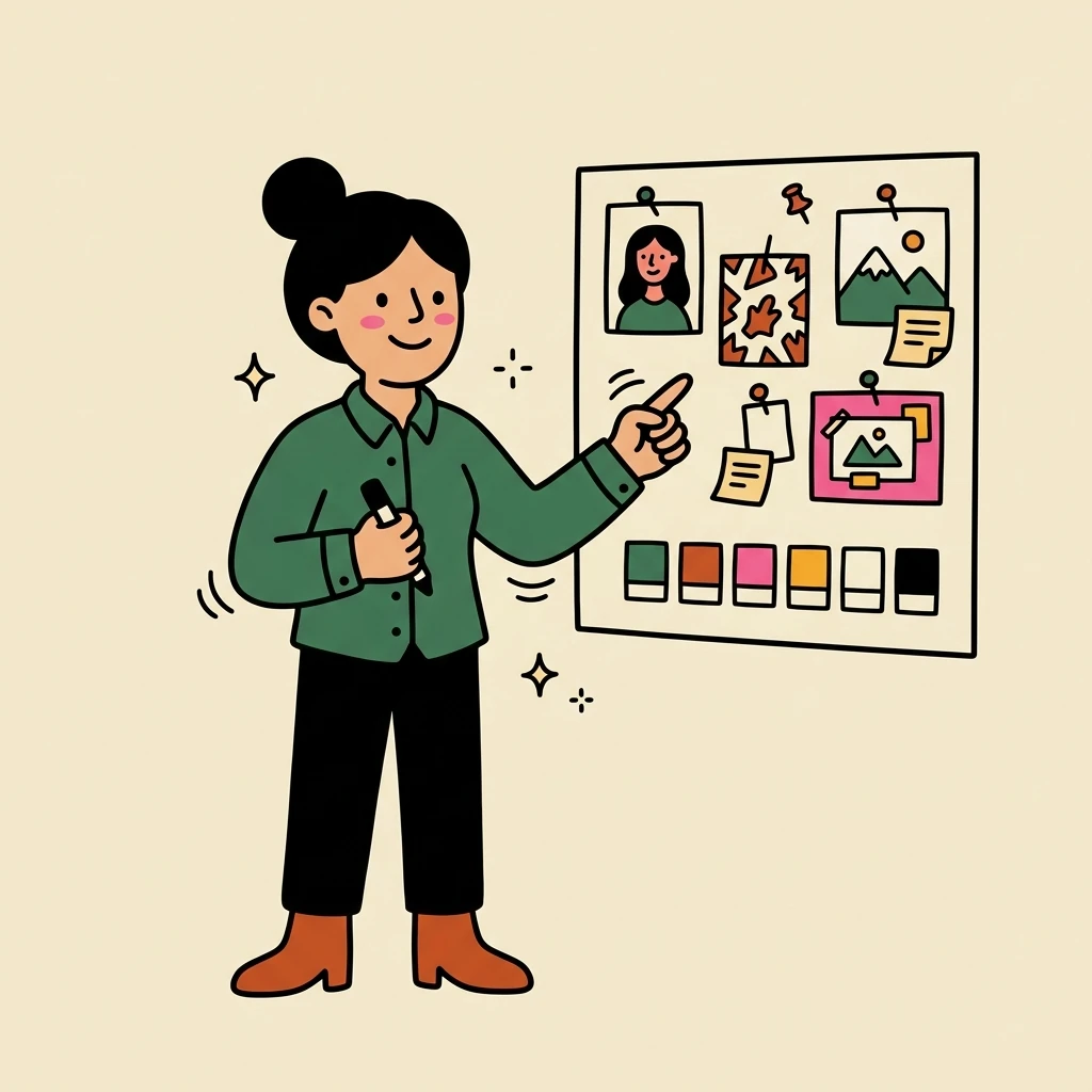 Illustration of a freelance art directors who books with Hardbook