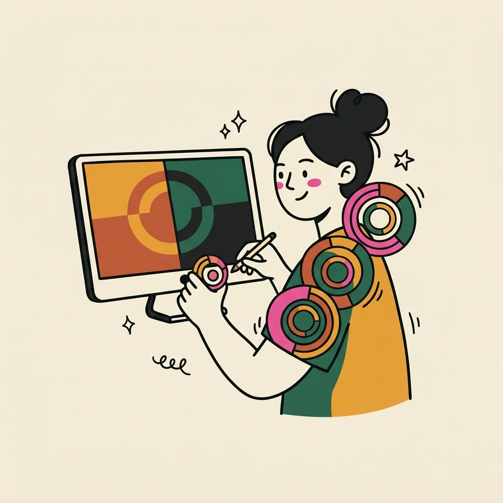 Illustration of a freelance colorists who books with Hardbook