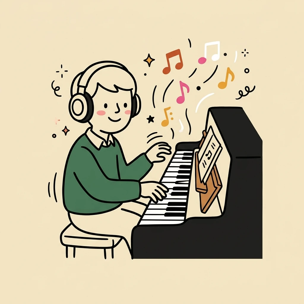 Illustration of a freelance composers who books with Hardbook
