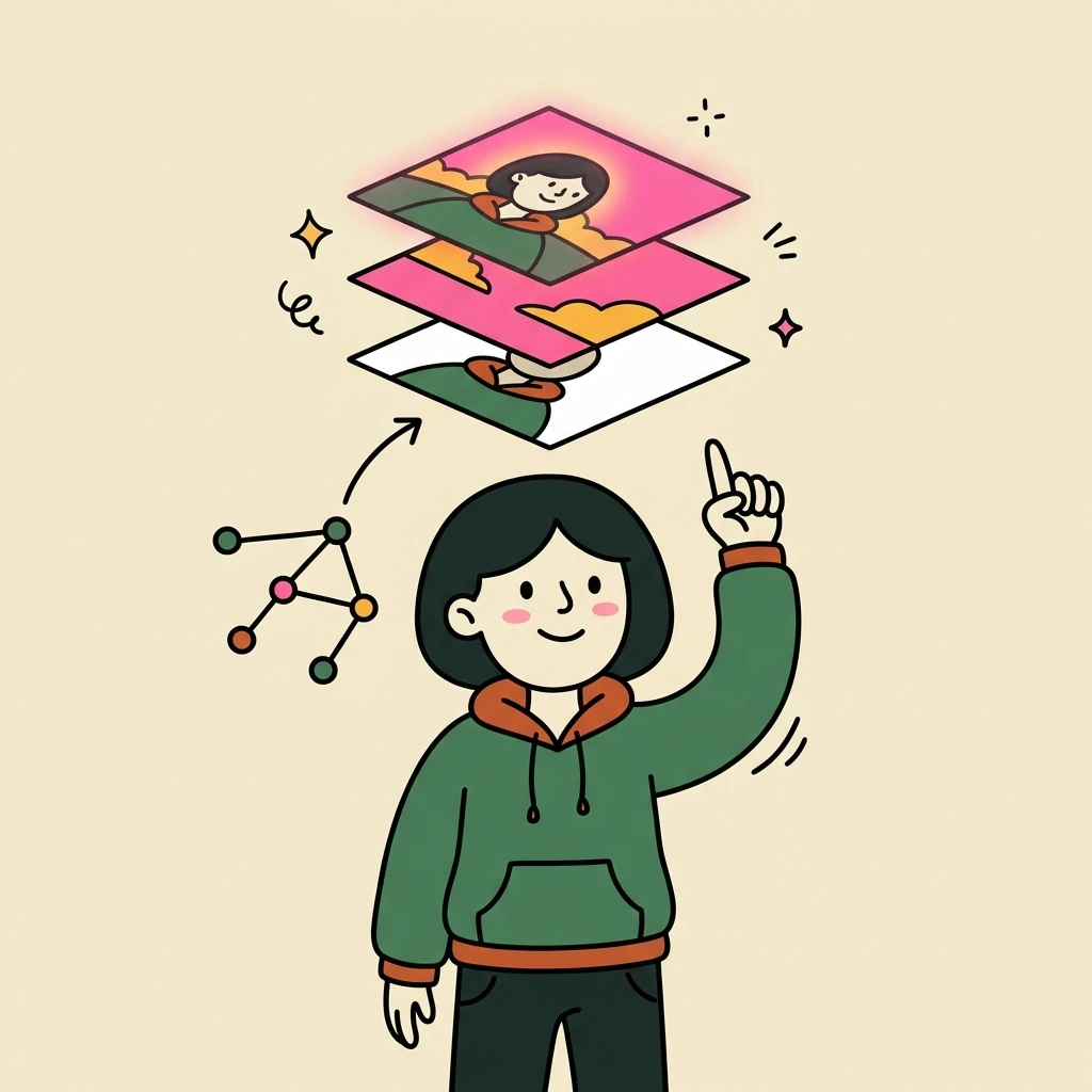Illustration of a freelance compositors who books with Hardbook