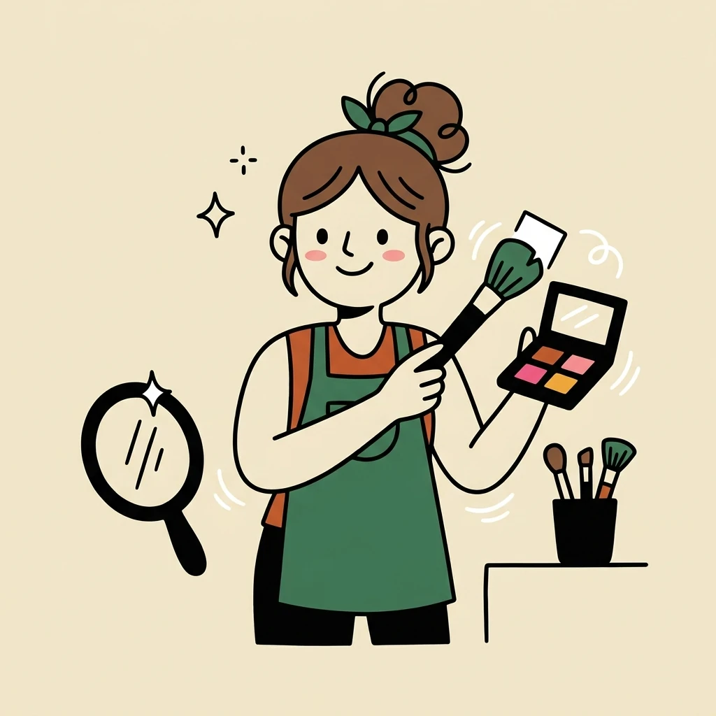 Illustration of a freelance hair & makeup artists who books with Hardbook