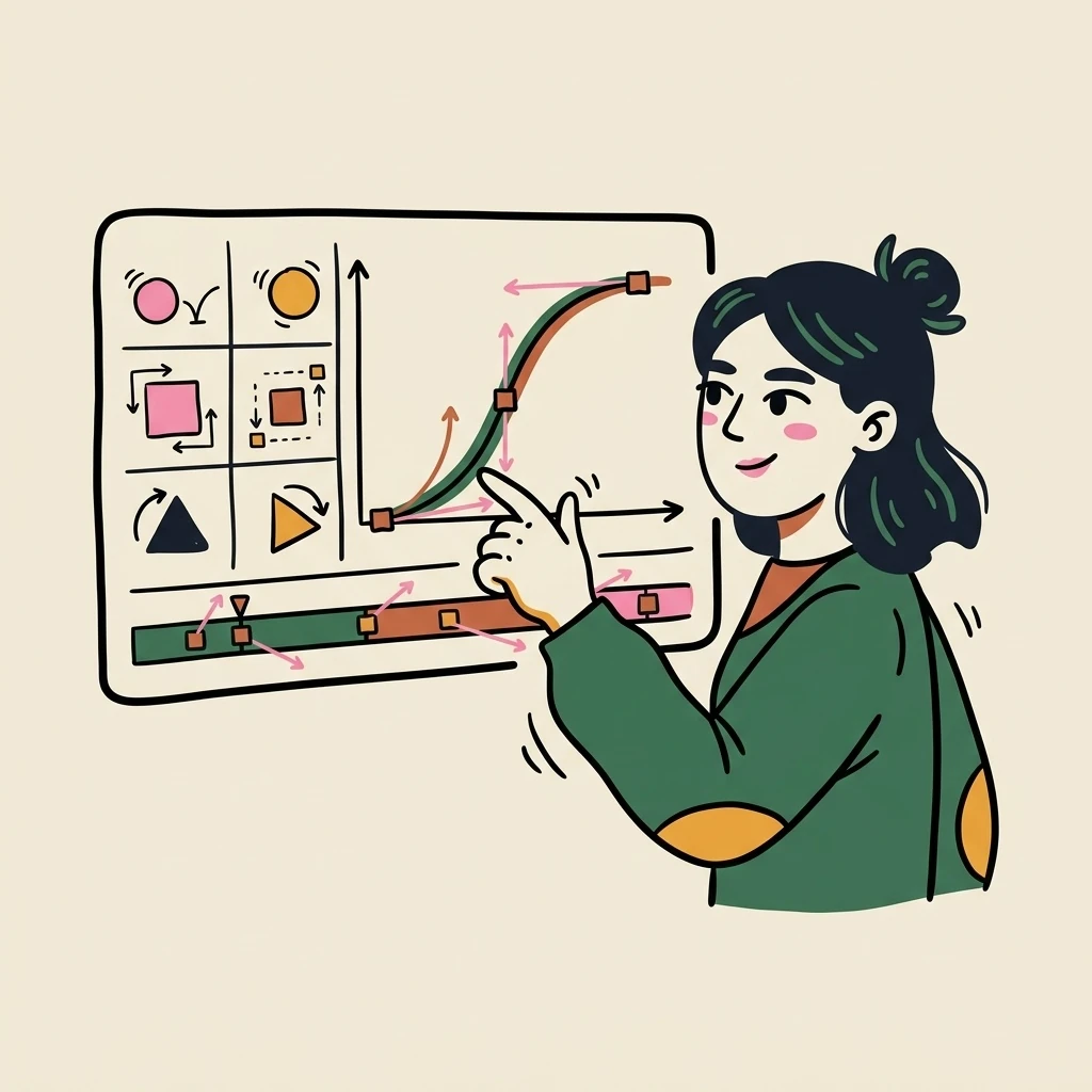 Illustration of a freelance motion designers who books with Hardbook