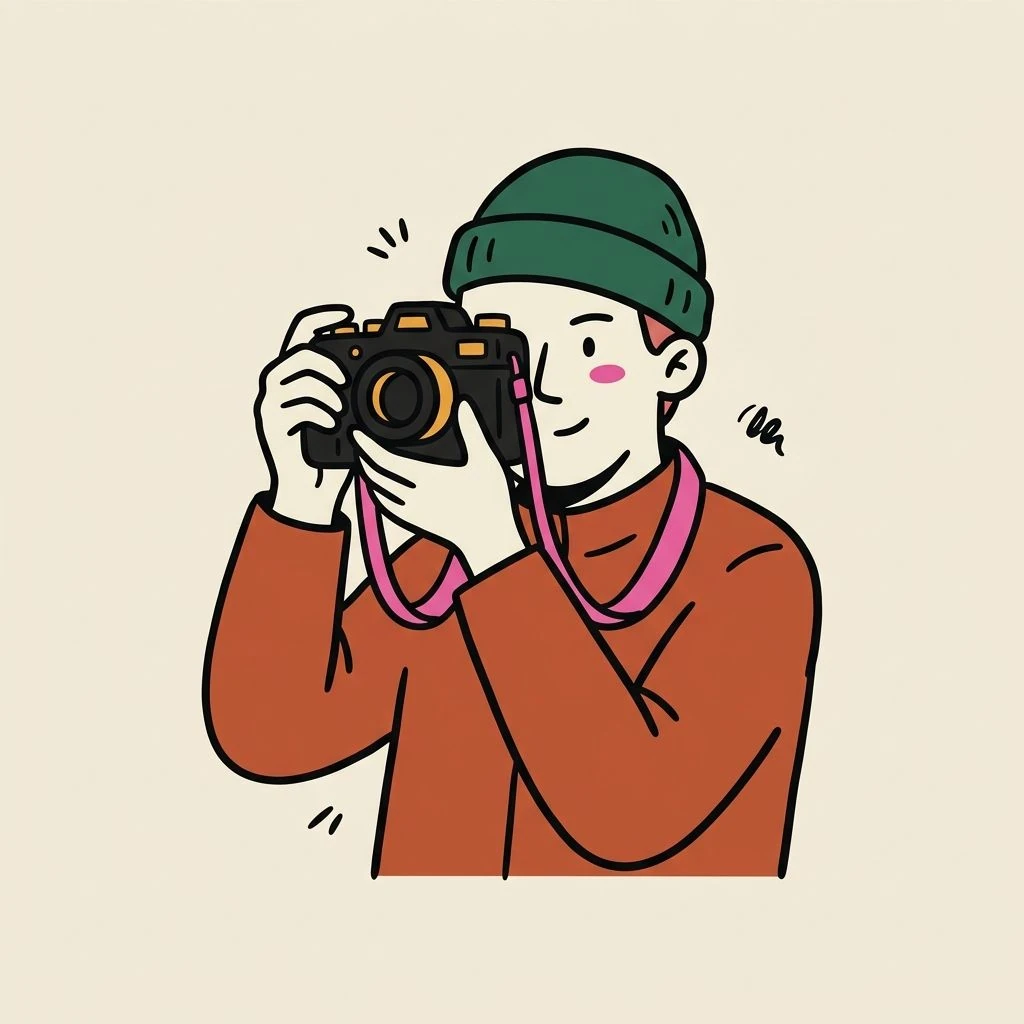 Illustration of a freelance photographers who books with Hardbook
