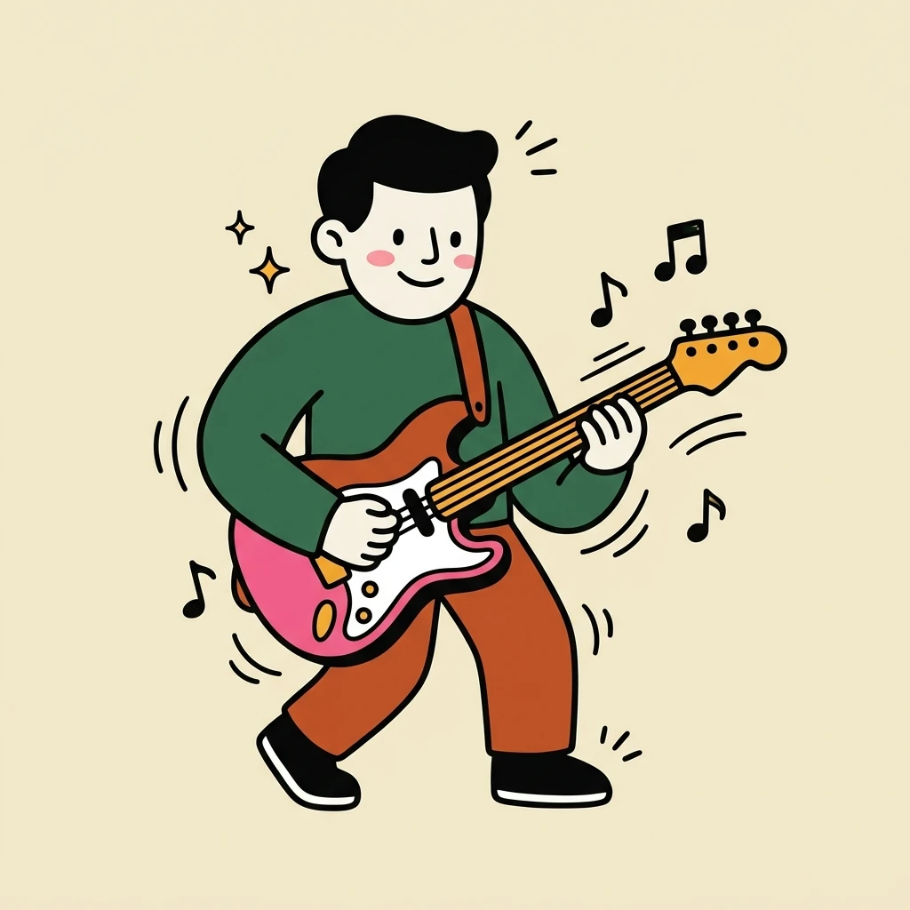 Illustration of a freelance session musicians who books with Hardbook